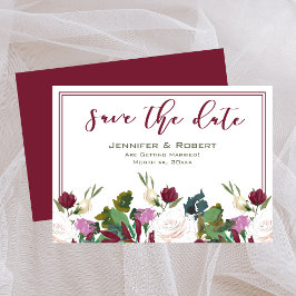 Spara datumfärgen på Vit ros-tranberry Inbjudningar