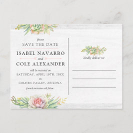 Spara datumfärgen Succulent Photo Collage Vykort