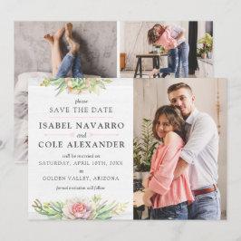 Spara datumfärgssuckukulatet med 4-foto-kortet inbjudningar