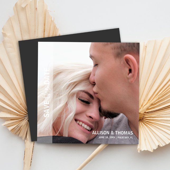Spara datumfoto Bröllop minimalistiskt Magnetisk Inbjudningskort (Magnetic invites stick to any metal, ensuring guests remember your special day with ease.)
