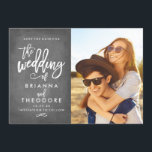 Spara datumfoto för chicen Hand Letted Chalkboard Spara Datumet<br><div class="desc">Den här eleganten och det moderna fotot som används för att spara datumkortet har ett vackert penselskript i en faux-kritbakgrund. Besök butiken för att se resten av samlingen från Chicen Typography Guld Suite.</div>