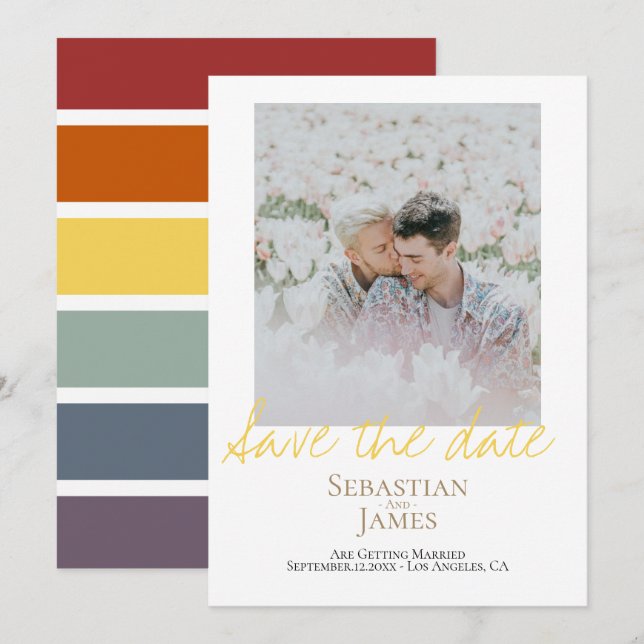 Spara datumfoto för Personligen för HGBTQ-regnbåge Datumet (Fram/baksida)