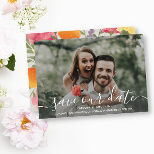 Spara datumfoto-handmålade vattenfärgsblommor datumet