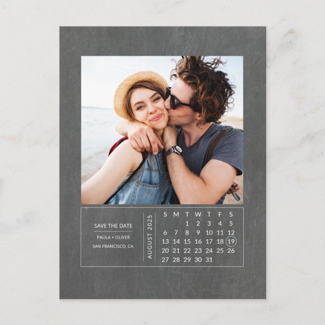 Spara datumfoto i den moderna kalender för kalende meddelande vykort (Framsida)