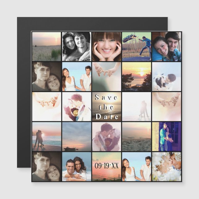 Spara datumfotokollage magnetisk inbjudningskort (Fram/baksida)