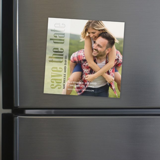 Spara datumfotomodern typografi Magnetisk Inbjudningskort (Skapare uppladdad)
