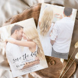 Spara datumfotot Bild Bröllop Spara Datumet<br><div class="desc">Insyn som täcker anpassningsbar- och personlig-foto på framsidan och baksidan av eleganten och moderna Spara datumbröllopsinbjudningar - innehåller vacker och elegant skripttypografi för den speciella Bröllopsdagen firande.</div>