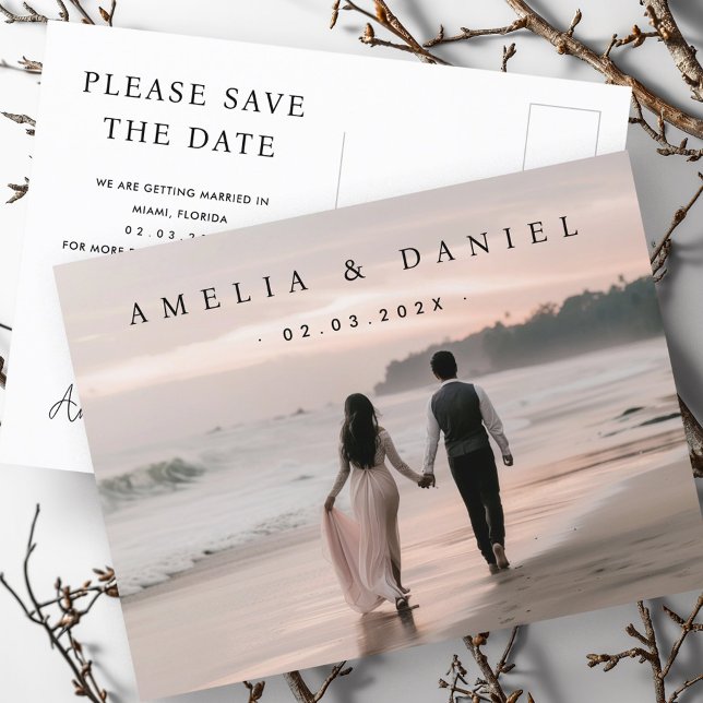 Spara datumfotot i Elegant bröllop Vykort (Elegant wedding save the date photo postcard)