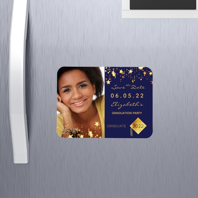 Spara datumfotot studentfest 2022 blått magnet (Skapare uppladdad)