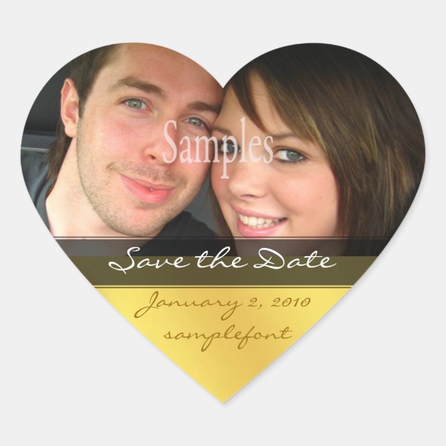 Spara datumfotsmärken hjärtformat klistermärke (Framsida)