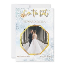Spara datuminbjudan för fotobröllop på vinter
