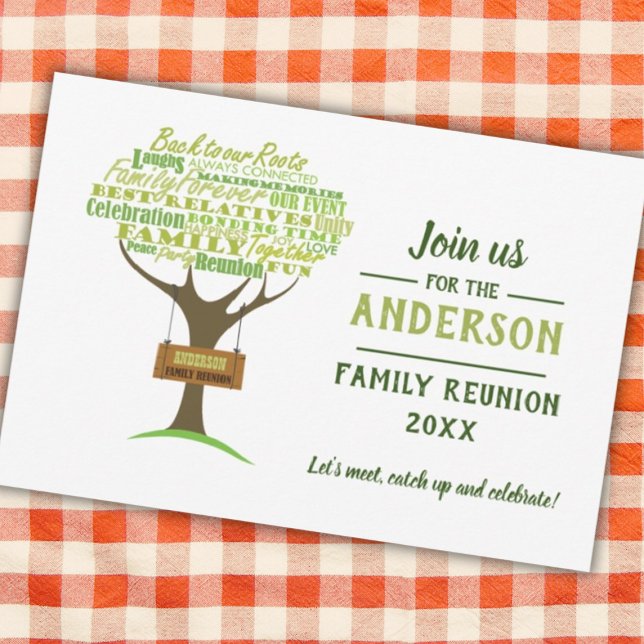 Spara datuminbjudan för gröntens familj inbjudningar (Green Family Reunion Invitation)