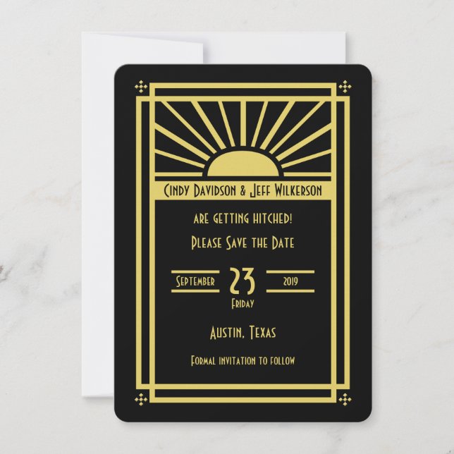 Spara datuminbjudan i Art Deco Inbjudningar (Framsida)