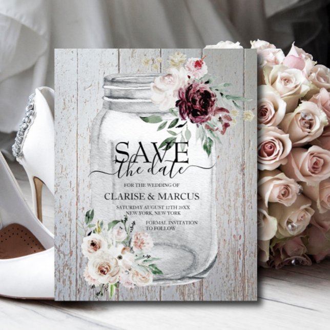 Spara datuminbjudan i BUDGET Rustic Mason Burk (Skapare uppladdad)