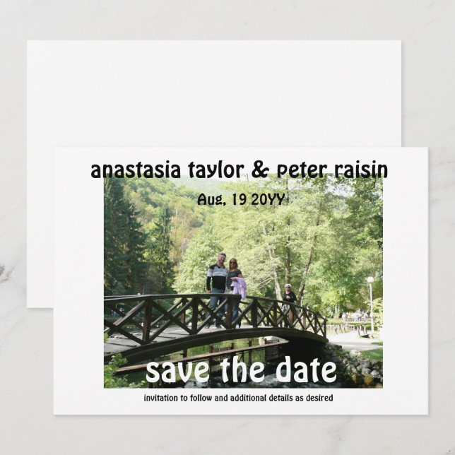 Spara datuminbjudan i fotot inbjudningar (Fram/baksida)