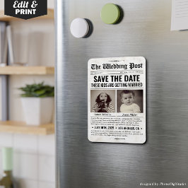 Spara datuminbjudan i personligt bröllp magnet