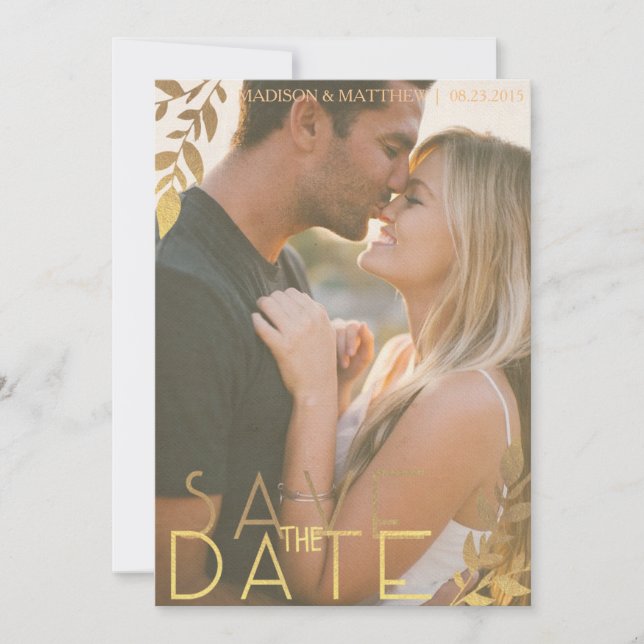 Spara datuminbjudan vintage guld spara datumet (Framsida)