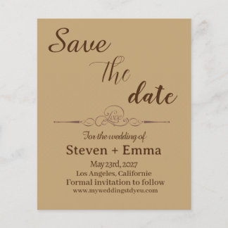 Spara datuminbjudningar för elegant bröllop i budg flygblad