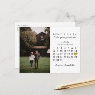 Spara datumkalender Guld Heart Jan 2023 Månad Vykort
