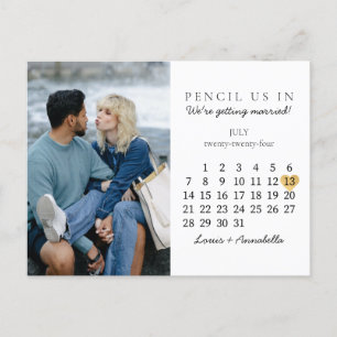 Spara datumkalender Guld Heart juli 2024 kort