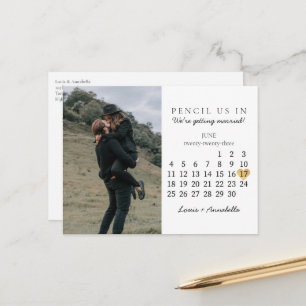 Spara datumkalender Guld Heart juni 2023 Vykort