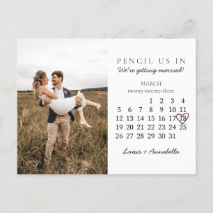 Spara datumkalender Ro Heart mars 2023 Vykort