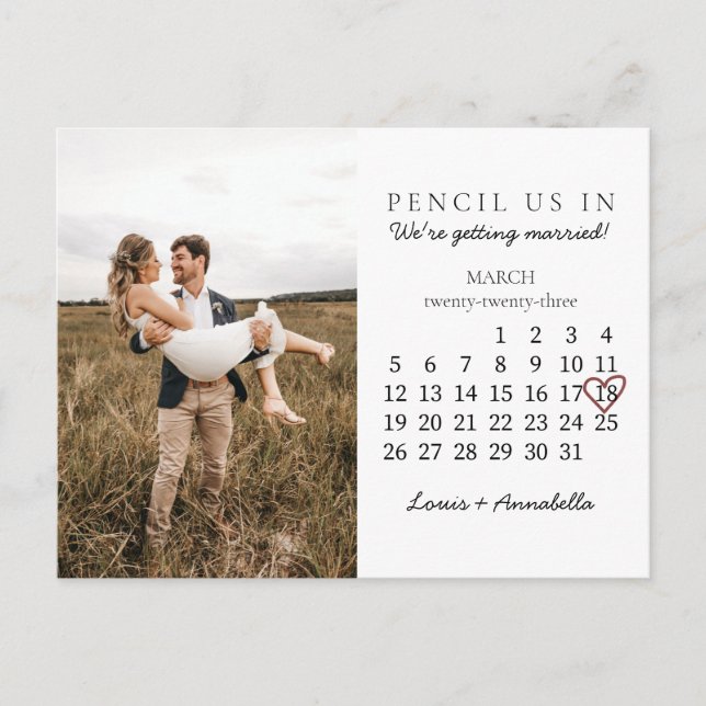 Spara datumkalender Ro Heart mars 2023 Vykort (Framsida)