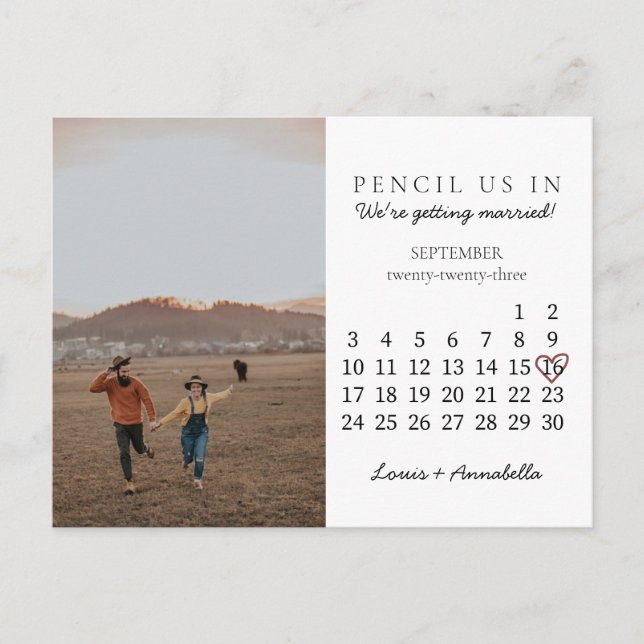 Spara datumkalendern Ro Heart september 2023 Vykort (Framsida)