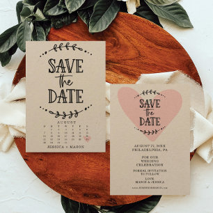 Spara datumkalenderns Rustic Drawn Kraft Card