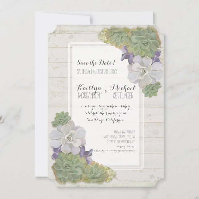 Spara datumkoden för Västern Succulent Wooden Dese Spara Datumet (Framsida)