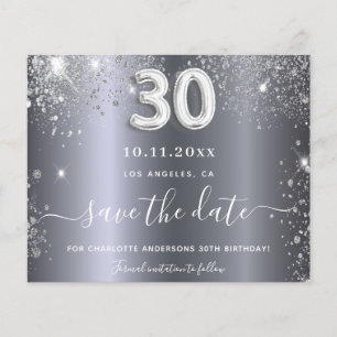 Spara datumkortet 30års födelsedag silver glitter