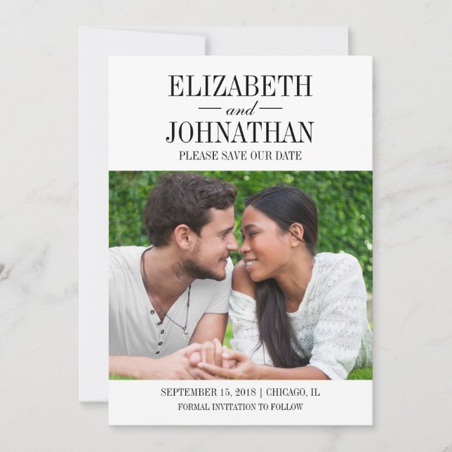 Spara datumkortet enkelt och Elegant fotot Spara Datumet (Framsida)