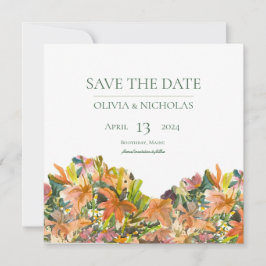 Spara datumkortet för blommigtens vattenfärg datumet