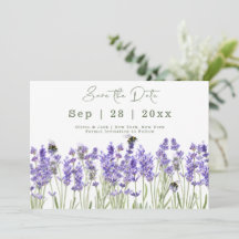 Spara datumkortet för Boho Lavender för vattenfärg