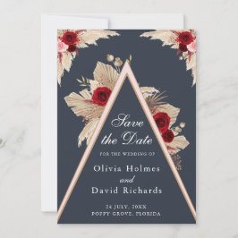 Spara datumkortet för Burgundy Ro och Pampas Grass Spara Datumet