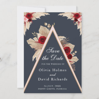 Spara datumkortet för Burgundy Ro och Pampas Grass Spara Datumet