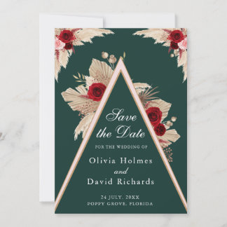 Spara datumkortet för Burgundy Ro och Pampas Grass Spara Datumet