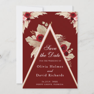 Spara datumkortet för Burgundy Ro och Pampas Grass Spara Datumet