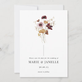 Spara datumkortet för den nedtryckta jokerblomman spara datumet