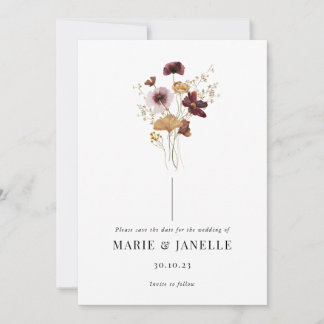 Spara datumkortet för den nedtryckta jokerblomman spara datumet