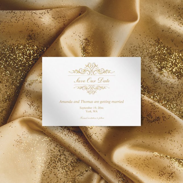 Spara datumkortet för lyxgyllene ram spara datumet (Skapare uppladdad)