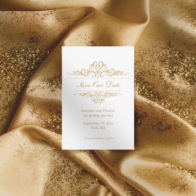 Spara datumkortet för lyxgyllene ram spara datumet (Skapare uppladdad)