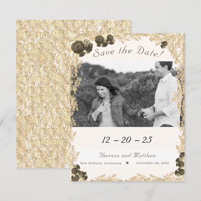 Spara datumkortet för Ornate Ro Datumet (Fram/baksida)