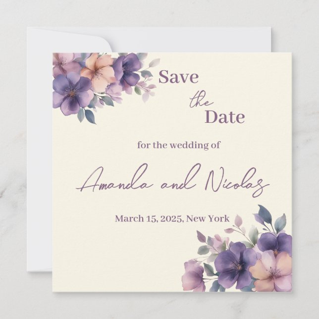 Spara datumkortet för rosa blommor spara datumet (Framsida)