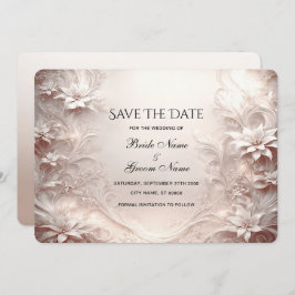 Spara datumkortet för vit ivoriansk Blommigt Spara Datumet