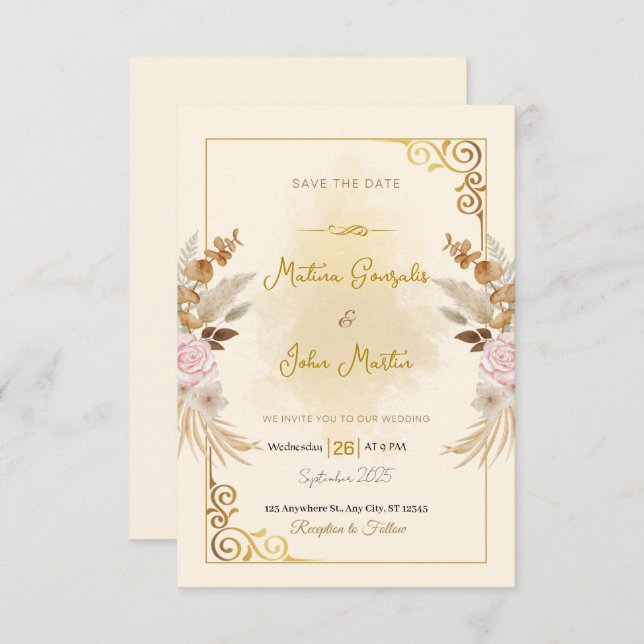 Spara datumkortet i personligen spara datumet (Fram/baksida)