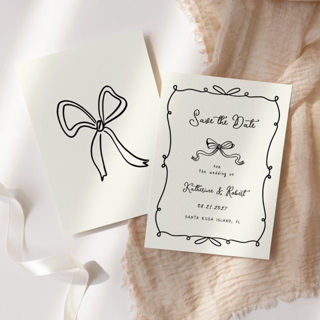 Spara datumkortet i Whimsical Hand plockade-bows Spara Datumet (Skapare uppladdad)