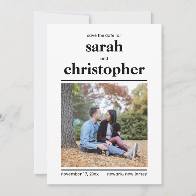 Spara datumkortet med fet minimalism spara datumet (Framsida)