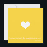 Spara datumkortet med gult och vit minimalistisk l datumet<br><div class="desc">All text på denna minimalistiska gult och vit spara datumkortet är helt och hållet anpassade. Om du vill ha ett mer minimalistiskt utseende kan du även ta bort hjärtbilden. Det citat på framsidan som tillskrivs William Shakespeare säger "Kärlek bekvämt som solljus efter regn". Du kan dock använda spelar ingen roll...</div>