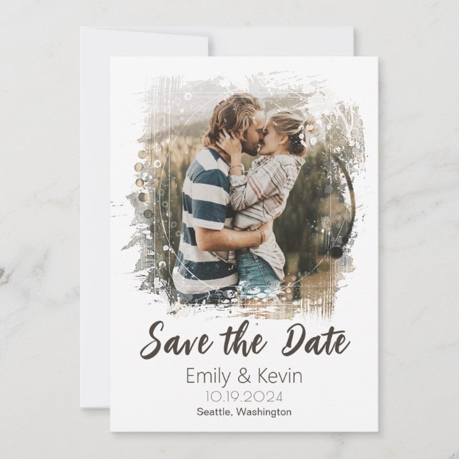 Spara datumkortet med meddelandet Photo Bröllop Spara Datumet (Framsida)